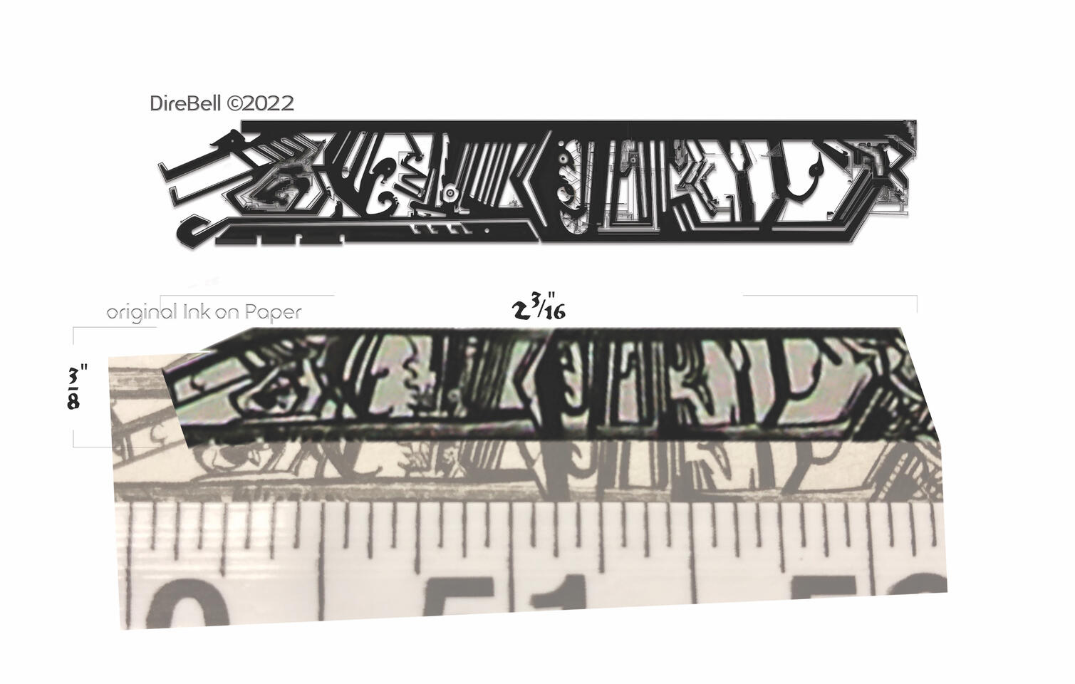 Extracted from the whole, a very small section of line work goes through a meticulous digital editing process, including multiple drafts and magnification levels.